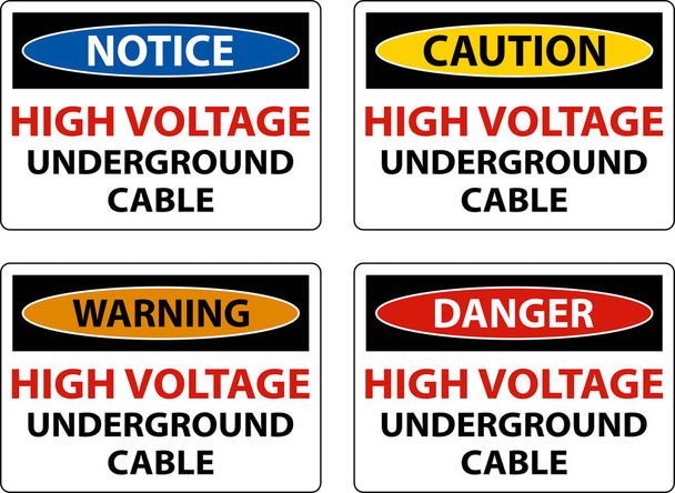 High Voltage Cable Underground Sign On White Background - Vector, Image