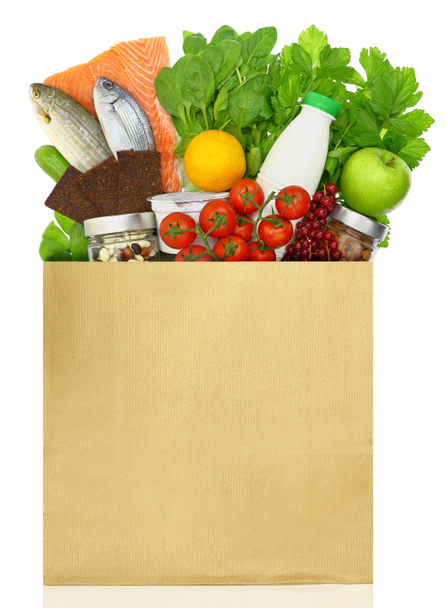Sacchetto di carta pieno di generi alimentari
 - Foto, immagini