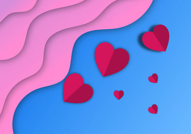estilo gráfico papercut con símbolo corazón concepto valentines día para la ilustración de vectores de tarjetas - Vector, imagen