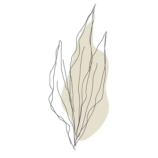 Leaf in line style isolated on white background - Wektor, obraz
