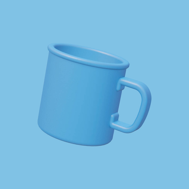 Camping Mug isolated on blue background. 3D render. - Foto, afbeelding