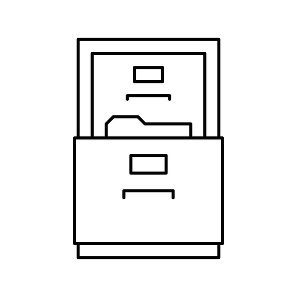 filing cabinet line icon vector illustration - Vector, Image