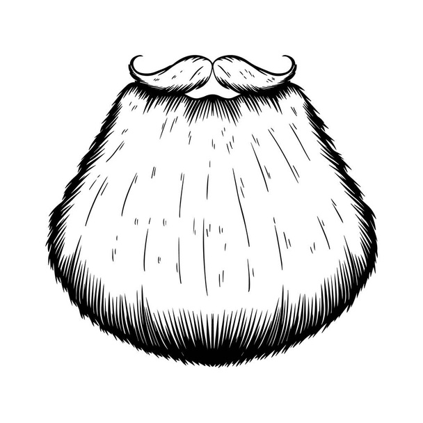 Illustration of beard in engraving style on white background. Design element for logo, label, emblem, sign. Vector illustration - Διάνυσμα, εικόνα
