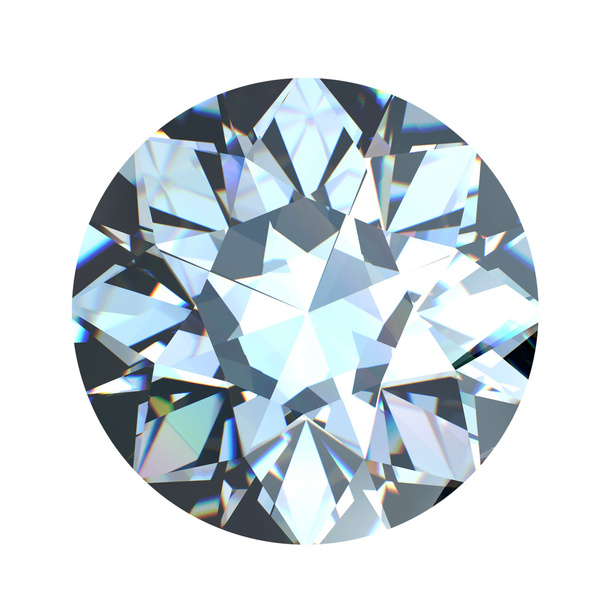 Round brilliant cut diamond perspective isolated - Photo, Image