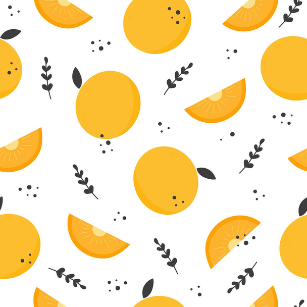 Vector juicy tropical seamless pattern with oranges - ベクター画像