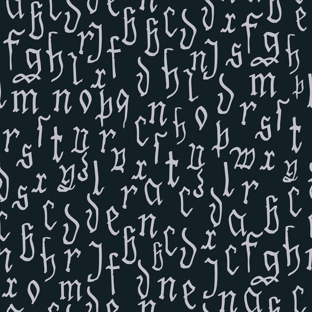 Patroon naadloze gotische stijl alfabet kalligrafie, belettering. Europese Middeleeuwse Latijnse letters. Vectorachtergrond - Vector, afbeelding