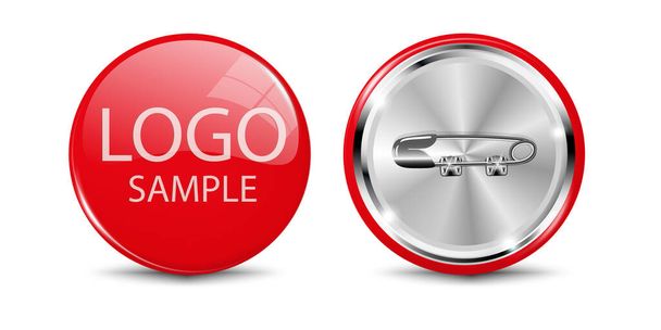 Realistic round red blank icon. 3D glossy button. The layout of the pin icon. Vector illustration. - Vector, Image