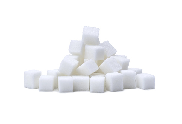pile casuale di cubetti di zucchero su bianco
 - Foto, immagini
