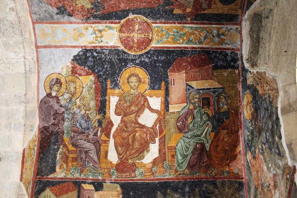 Teachings of Jesus. Frescoes of the ancient byzantine church of Hagia Sophia in Trabzon. The remains of the ancient temple. - Photo, Image