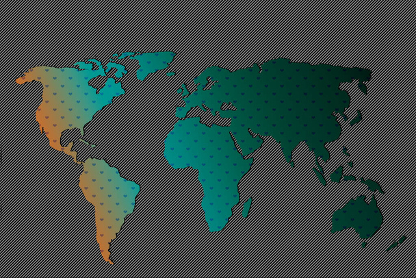 世界地図のデザイン。大陸と地球。ヨーロッパとアメリカ、アジアとオーストラリアの地図。ウェブサイトのパターン、年次報告書、インフォグラフィックのための平らな地球地図テンプレート. - 写真・画像