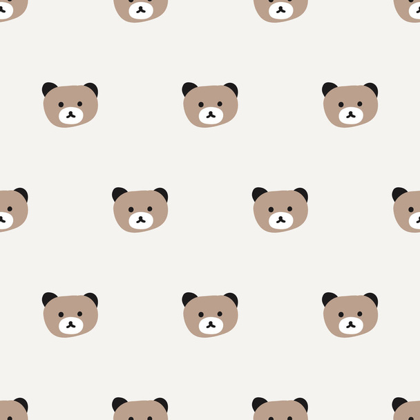 brown bear, cute woodland animals seamless pattern background, fabric and textile surface design, wrapping paper motif, gift cover texture, hand drawn wallpaper decor, minimal vector - Vecteur, image