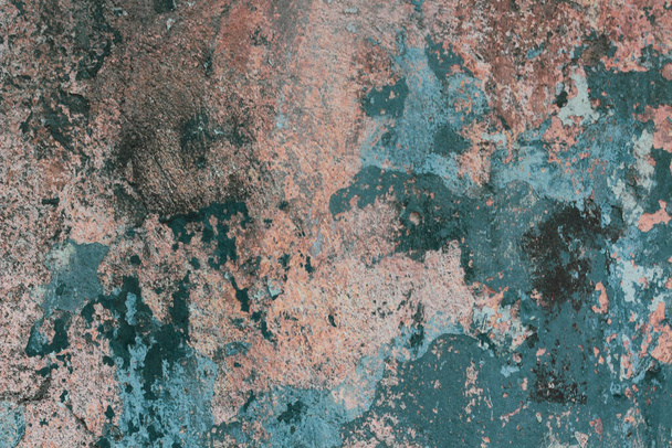 Pęknięte stare wielokolorowe tło z różnymi warstwami cementu - Zdjęcie, obraz
