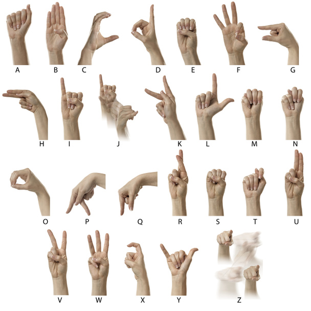 ASL αλφάβητο με ετικέτες - Φωτογραφία, εικόνα