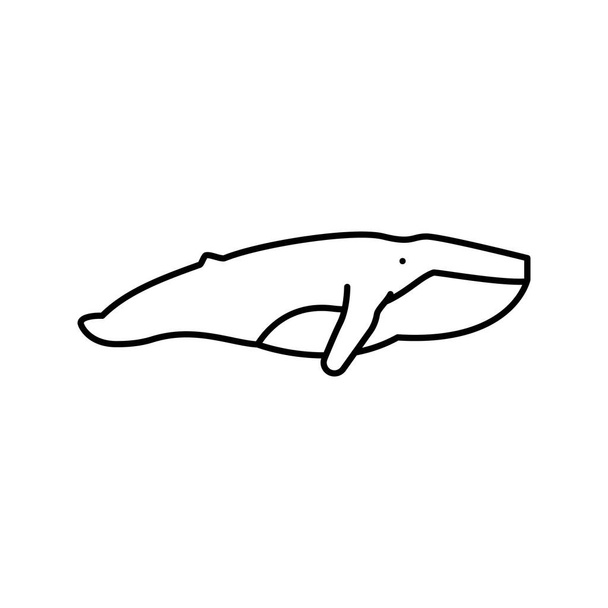 baleia oceano linha ícone vetor ilustração - Vetor, Imagem