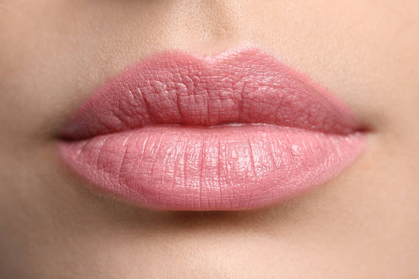 Closeup view of woman with beautiful full lips - Foto, imagen
