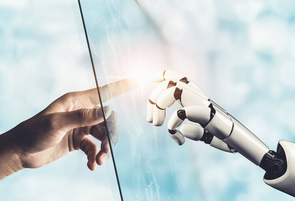 Futuristische AI denken van robot kunstmatige intelligentie concept - Foto, afbeelding