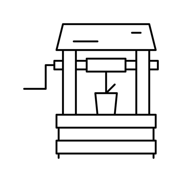línea de agua de pozo icono vector ilustración - Vector, imagen