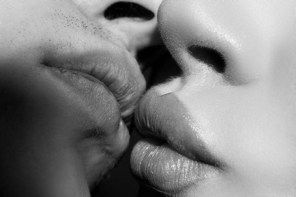 Sensual kiss close up. Couple in love kissing passionately. - Fotografie, Obrázek