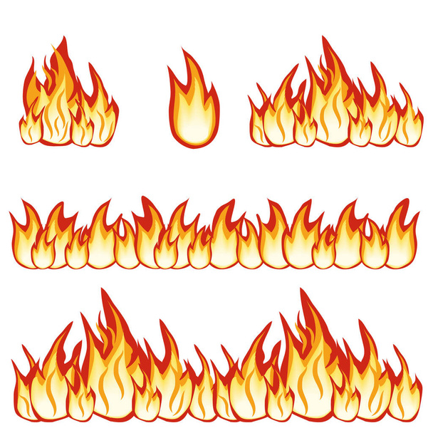 Fire flame isolated on a white background. Color Vector illustration. - Vector, Image