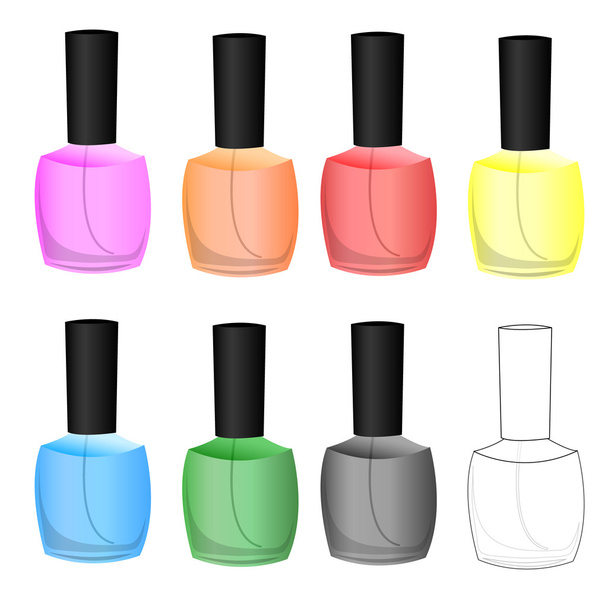 Set de esmalte de uñas de color. Vector
 - Vector, imagen