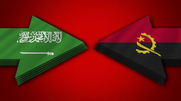 Angola vs Saudi Arabia Arrow Flags  3D Illustration - Photo, Image