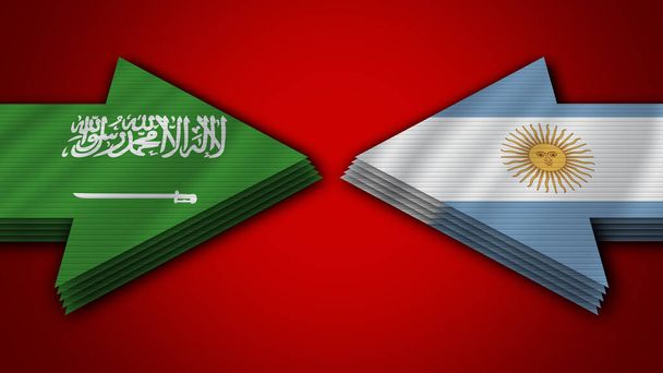 Argentina vs Saudi Arabia Arrow Flags  3D Illustration - Photo, Image