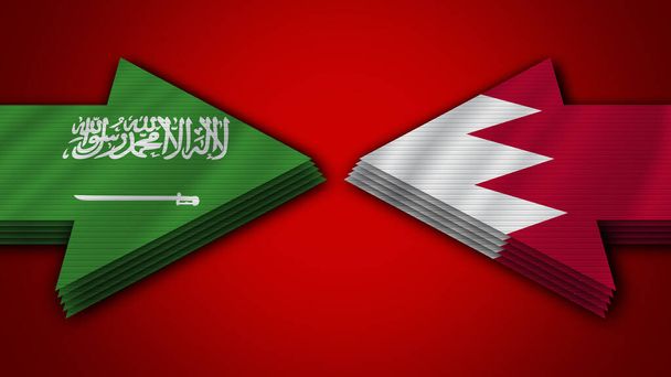 Bahrain vs Saudi Arabia Arrow Flags  3D Illustration - Photo, Image