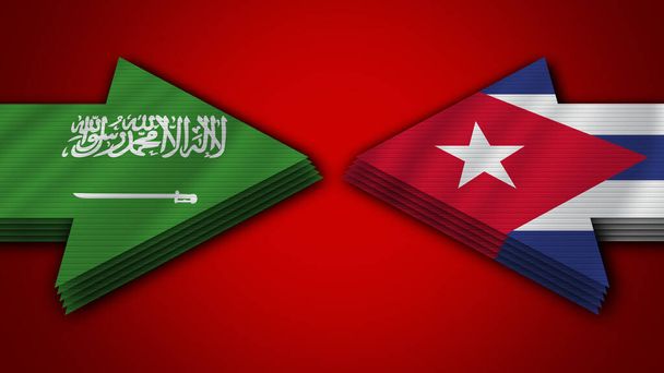 Куба против Саудовской Аравии Arrow Flags 3D Illustration - Фото, изображение