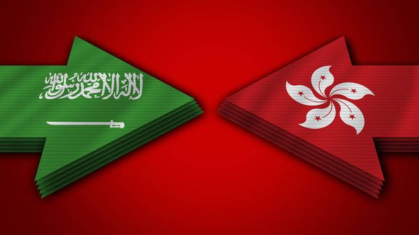 Hong Kong vs Saudi Arabia Arrow Flags  3D Illustration - Photo, Image