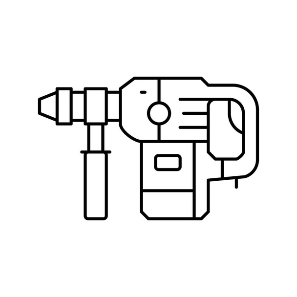 rotary hammer tool line icon vector illustration - Vector, Image