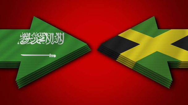 Ямайка против Саудовской Аравии Arrow Flags 3D Illustration - Фото, изображение