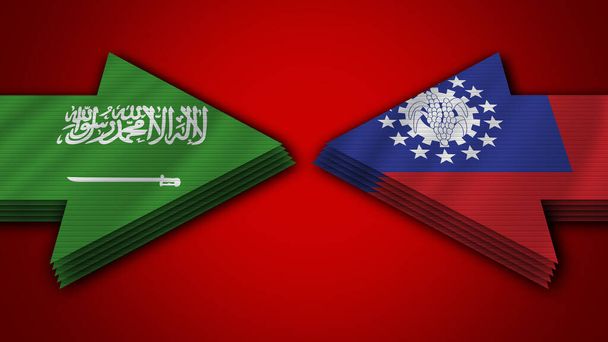 New Zealand vs Saudi Arabia Arrow Flags  3D Illustration - Photo, Image