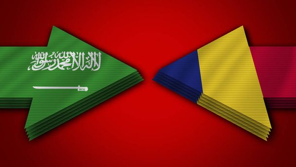 Romania vs Saudi Arabia Arrow Flags  3D Illustration - Photo, Image
