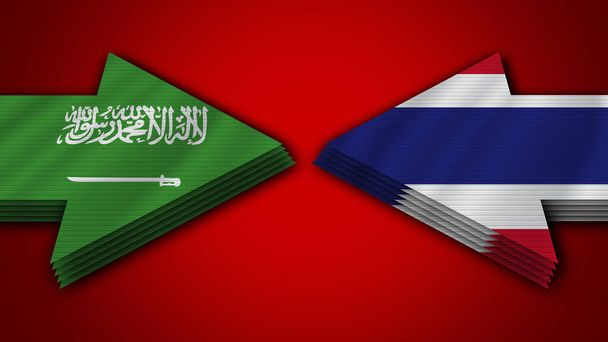 Thailand vs Saudi Arabia Arrow Flags  3D Illustration - Photo, Image