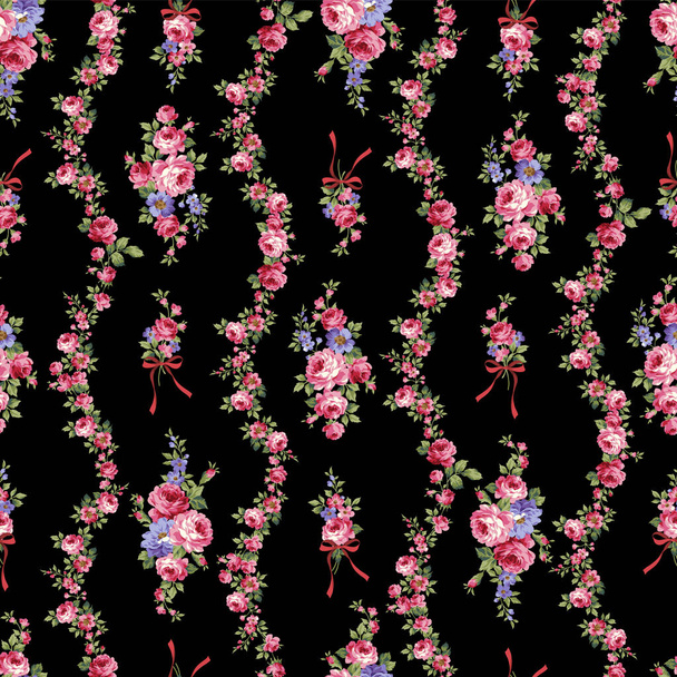 Beautiful rose vertical stripe seamless pattern, - Вектор,изображение