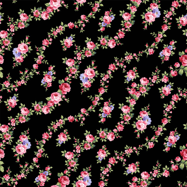 Beautiful rose vertical stripe seamless pattern, - Vector, Image
