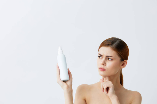 woman with  skin care lotion close-up Lifestyle. High quality photo - 写真・画像