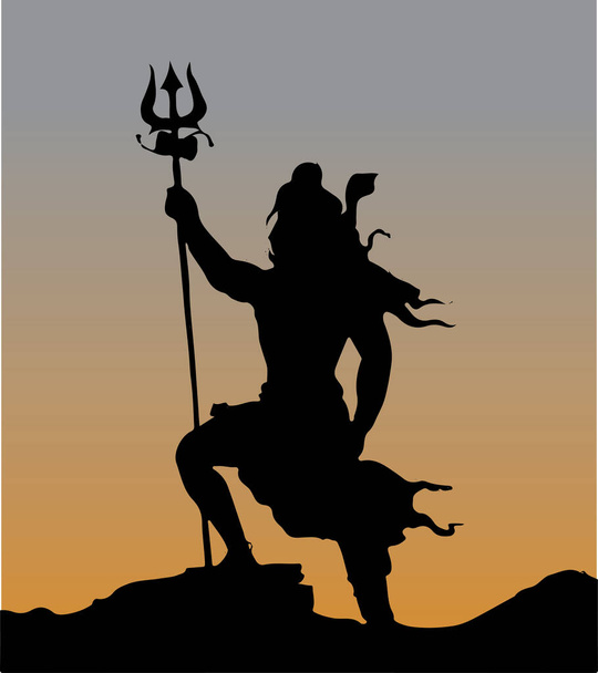 Dibujo o boceto de dios poderoso hindú y el destructor Señor Shiva Esquema ilustración editable - Vector, Imagen