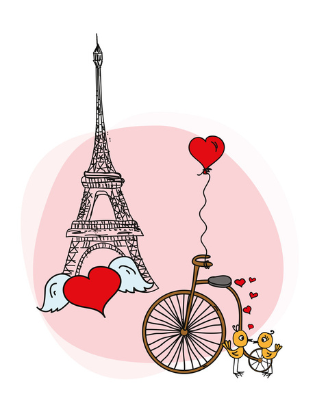 Valentine or wedding doodle background - Vector, afbeelding