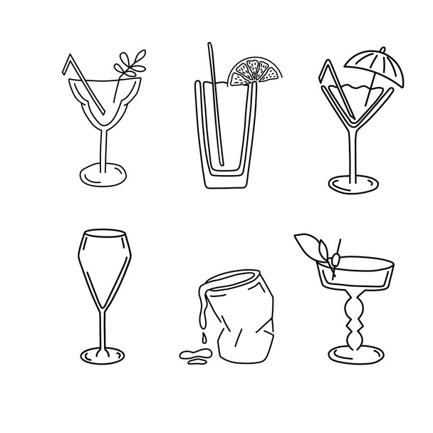 Vector set of cocktails, vector illustration - Vector, Imagen