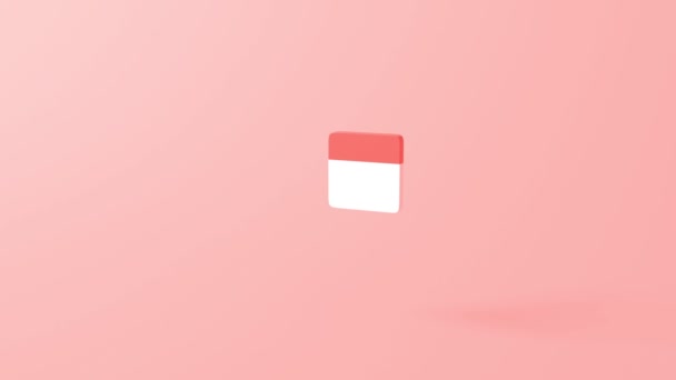3d rendering minimal Calendar icon symbol. minimal cartoon cute style design. App Day month year concept. on pastel pink or red background, illustration. education and  learning simple. February 1 - Πλάνα, βίντεο