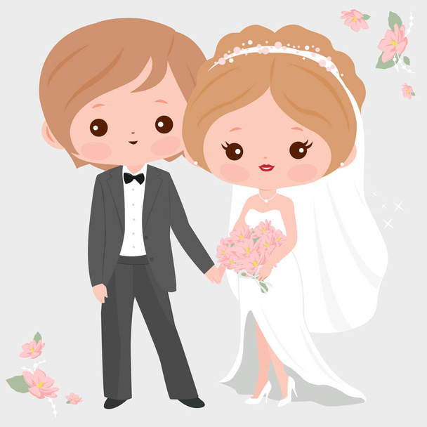 Bride and groom. Vector Illustration - Wektor, obraz