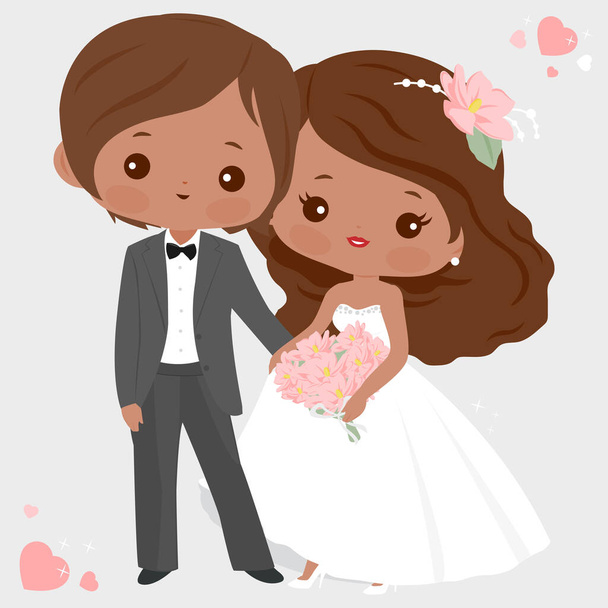 Bride and groom. Vector Illustration - Vektör, Görsel