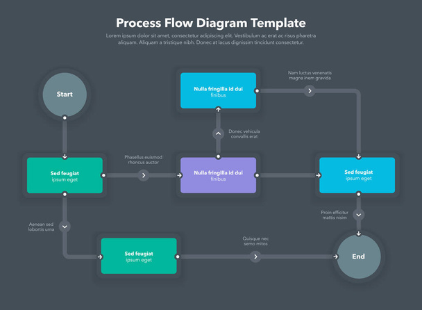 Modèle moderne simple pour diagramme de flux de processus - version sombre. Conception plate, facile à utiliser pour votre site Web ou présentation. - Vecteur, image