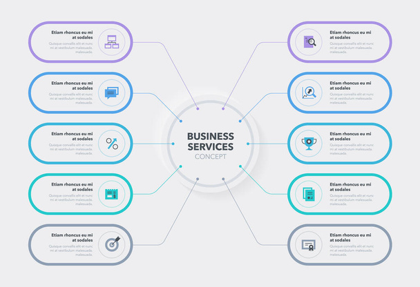 Modern business services concept met tien fasen. Makkelijk te gebruiken voor uw website of presentatie. - Vector, afbeelding