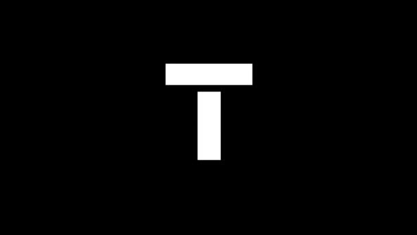 Glitch letter T icon on black background. - Footage, Video