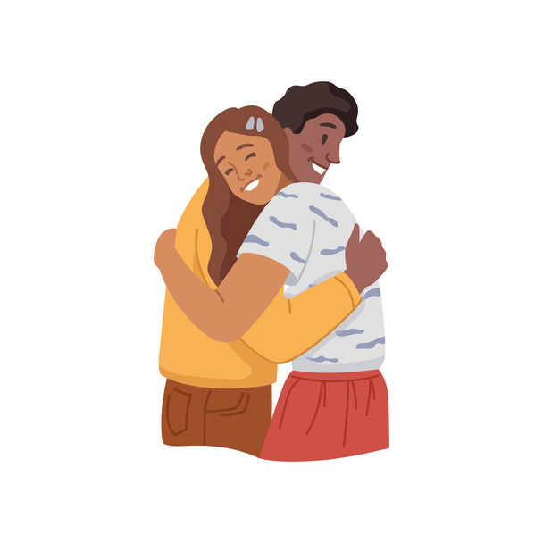 Man and woman cuddling, friends or family members - Vector, Image