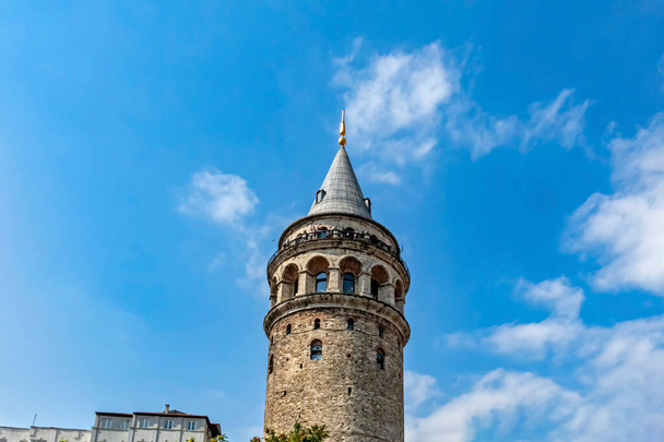 Historyczny i turystyczny symbol Istambułu, Wieża Galata. - Wektor, obraz