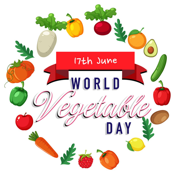 Bannière de la Journée mondiale des légumes avec illustration de légumes et fruits - Vecteur, image