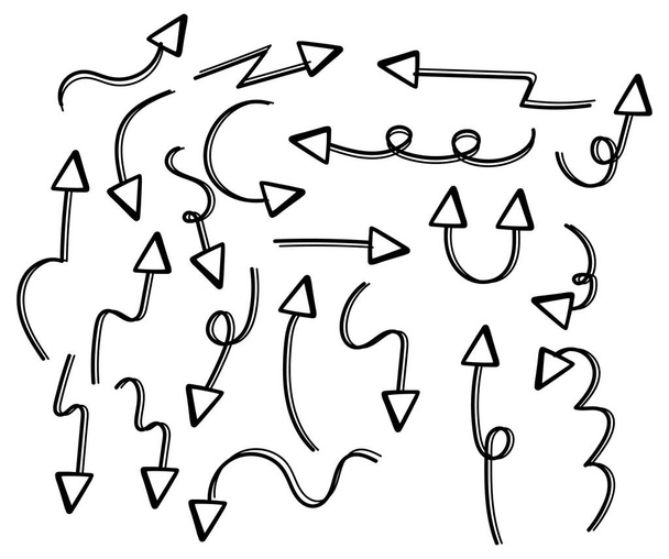 Set di frecce in direzioni diverse su sfondo bianco illustrazione - Vettoriali, immagini